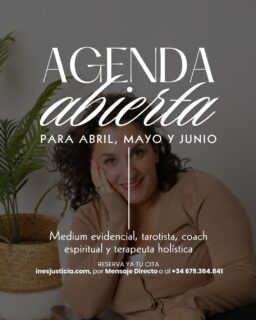 ✨ AGENDA ABIERTA ✨ Si si, has leído bien. 

Ya está abierta la agenda para reservar tu sesión durante lo que queda del mes de abril, así como mayo y junio 🌙

Si sientes que necesitas una sesión, ahora es TÚ momento, puedes pedir cita para: 

🔮 Sesiones de #mediumnidad
🃏 Tiradas de #Tarot
🌿 Terapias holísticas

Un espacio para conectar, comprender y avanzar en tu camino ✨ Escríbeme un mensaje y reserva tu sesión.