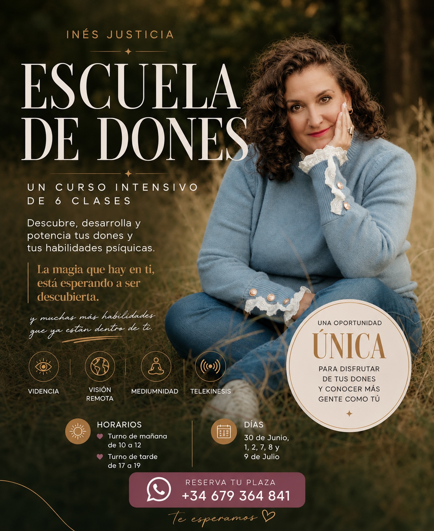 ✨ ¿Y si eso que sientes no es imaginación… sino un don esperando despertar? 👁️💫

Intuiciones que se cumplen. Sensaciones que no sabes explicar. Señales. Energía. Conexiones… ✨

Quizá no es casualidad. Quizá es momento de entenderlo 💜

🔮 ESCUELA DE DONES

Un intensivo de 6 clases para descubrir y potenciar habilidades como:

✨ Videncia🌍 Visión remota🕊️ Mediumnidad⚡ Telekinesis

📅 Inicio: 30 de junio🕘 Turno mañana y tarde

📩 Envía mensaje privado y te envío más información

Si esto resuena contigo… comenta DON ó escríbeme por privado 💌✨ PLAZAS LIMITADAS 

#escueladedones #espiritualidad #intuicion