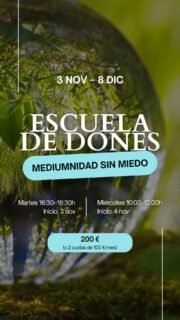 ✨ ESCUELA DE DONES ✨Despierta tu intuición, videncia y mediumnidad.Formación intensiva online de 6 clases para activar y comprender tus habilidades psíquicas en un espacio seguro. 🕊️🗓️ 3 nov – 8 dic
• Tardes: Martes 16:30–18:30 h
• Mañanas: Miércoles 10:00–12:00 h
💳 180 € (pago único con -10% dto.) o 2 cuotas de 100 €👇 Comenta DONES y te envío el temario al privado.#EscuelaDeDones #Intuición #Mediumnidad #Videncia #DesarrolloPersonal #Espiritualidad